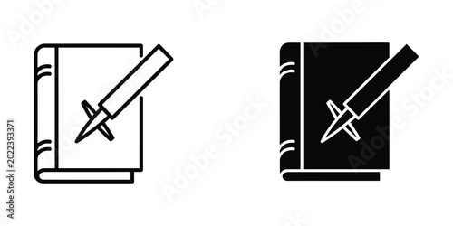 Foto Open book with crossed swords illustration