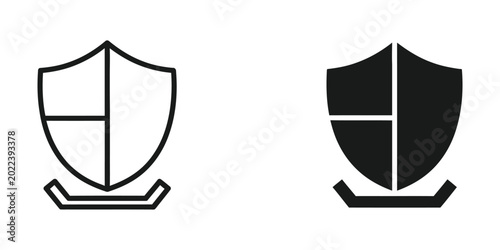 Foto Simple black and white shield crest with cross emblem