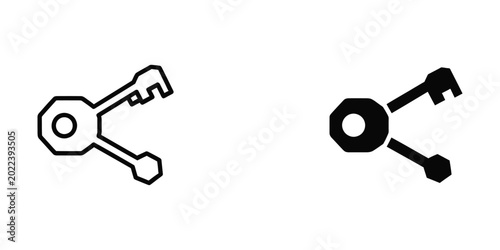 Tableau sur toile Minimalist key and padlock icon set in black and white