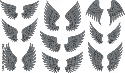 Bilde på lerret Wing tattoo templates for body art and stencil use