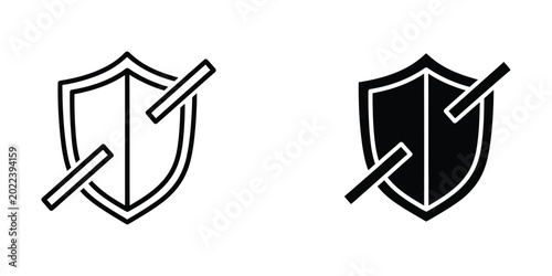 Bild auf Leinwand Broken shield with crossed swords icon