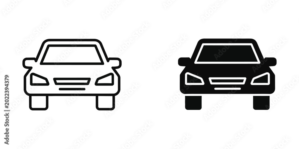 Obraz premium Simple black and white car icons front view