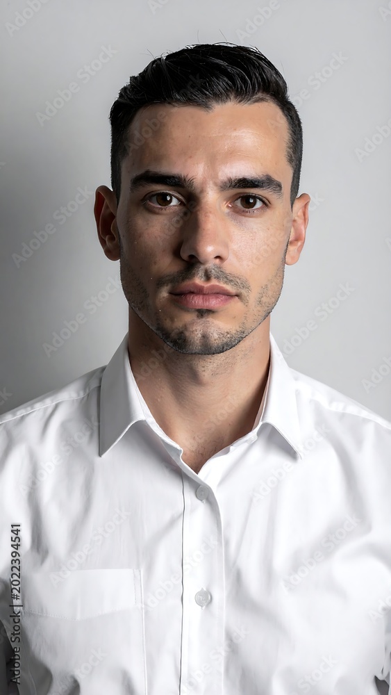 Obraz premium Portrait of a man in a white collared shirt