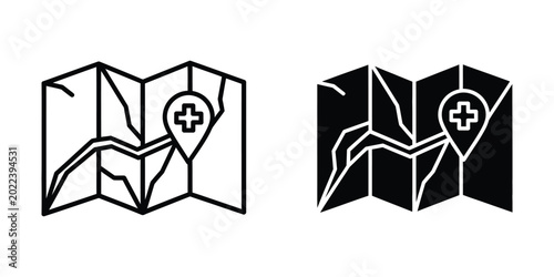 Фотография Broken and intact map icons with location pin