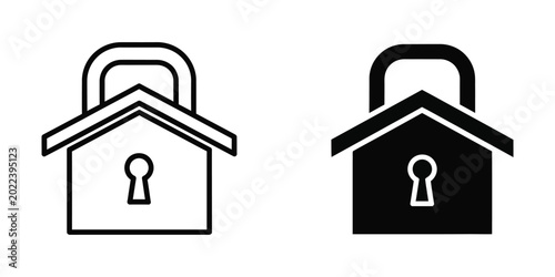 Canvastavla Minimalist padlock icon with keyhole in house shape