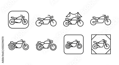 Motorcycle line icon set, simple vector illustration of motorbikes