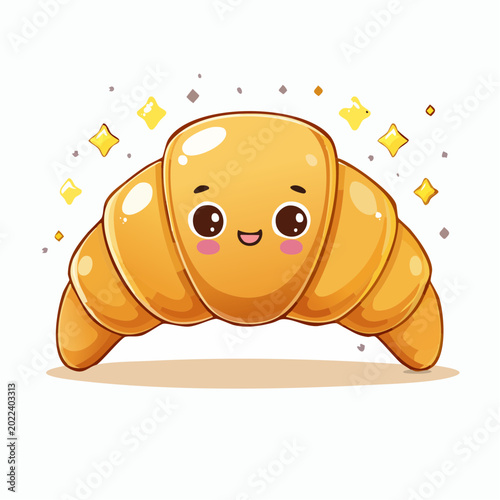 Süßes Croissant als freigestellter Sticker