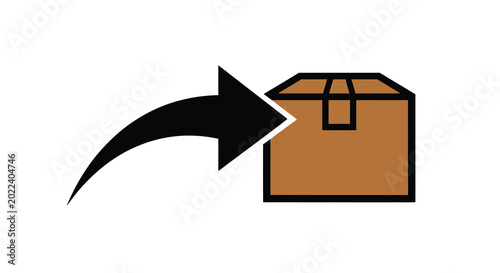 Obraz na plátne delivery box icon with arrow flat vector illustration