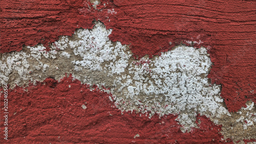 Abstract Red Peeling Paint Texture on Weathered Concrete Wall