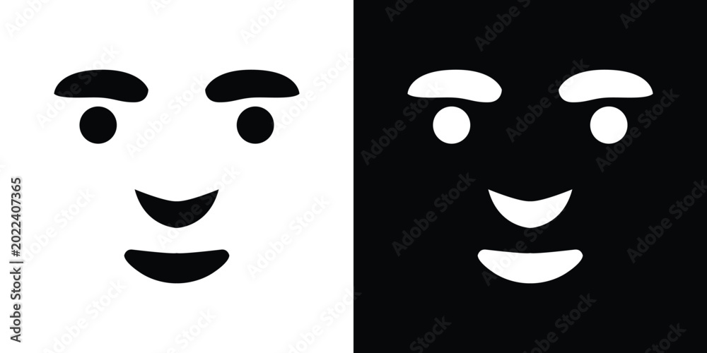 Fototapeta premium Minimalist black and white confused face emojis on split background, faces confused expressions
