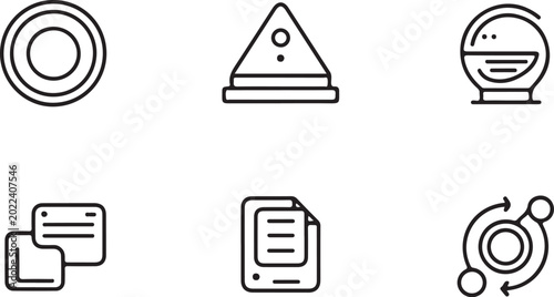 Tableau sur toile Set of six minimalist flat design icons with different shapes and functions Vect