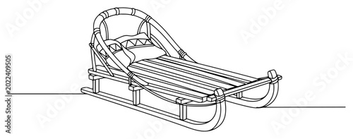 Foto Wooden sled for winter transportation in continuous line art style