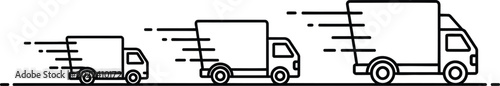 Photos Delivery trucks in motion line art illustration