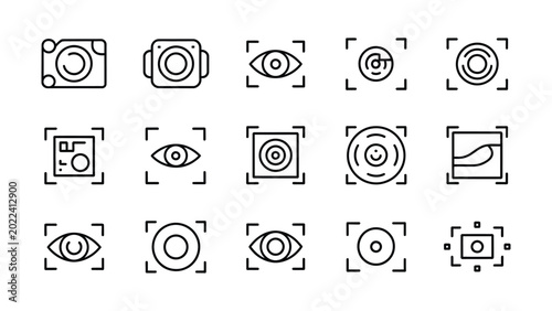 Cuadro en lienzo Collection of modern line art icons representing scanning and identification tec