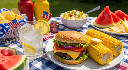 Traditional american fourth of july picnic