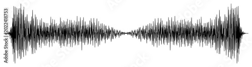 Digital sound wave audio frequency spectrum in minimalist line graphic style