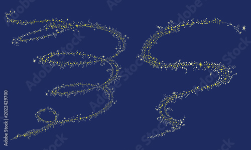 Canvas Print 魔法のような星のきらめき    流れ星のライン素材セット｜Sparkle Swirl Decoration