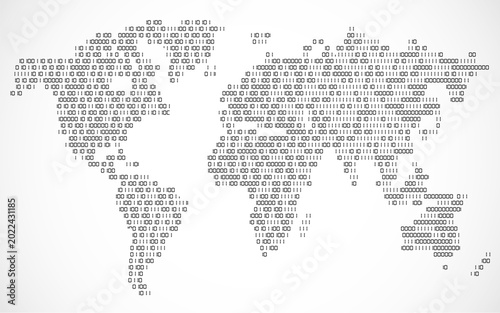 Fotografie Abstract world map of binary computer code, technology background