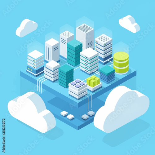 Konstfotografi Cloud computing data center servers and storage technology.