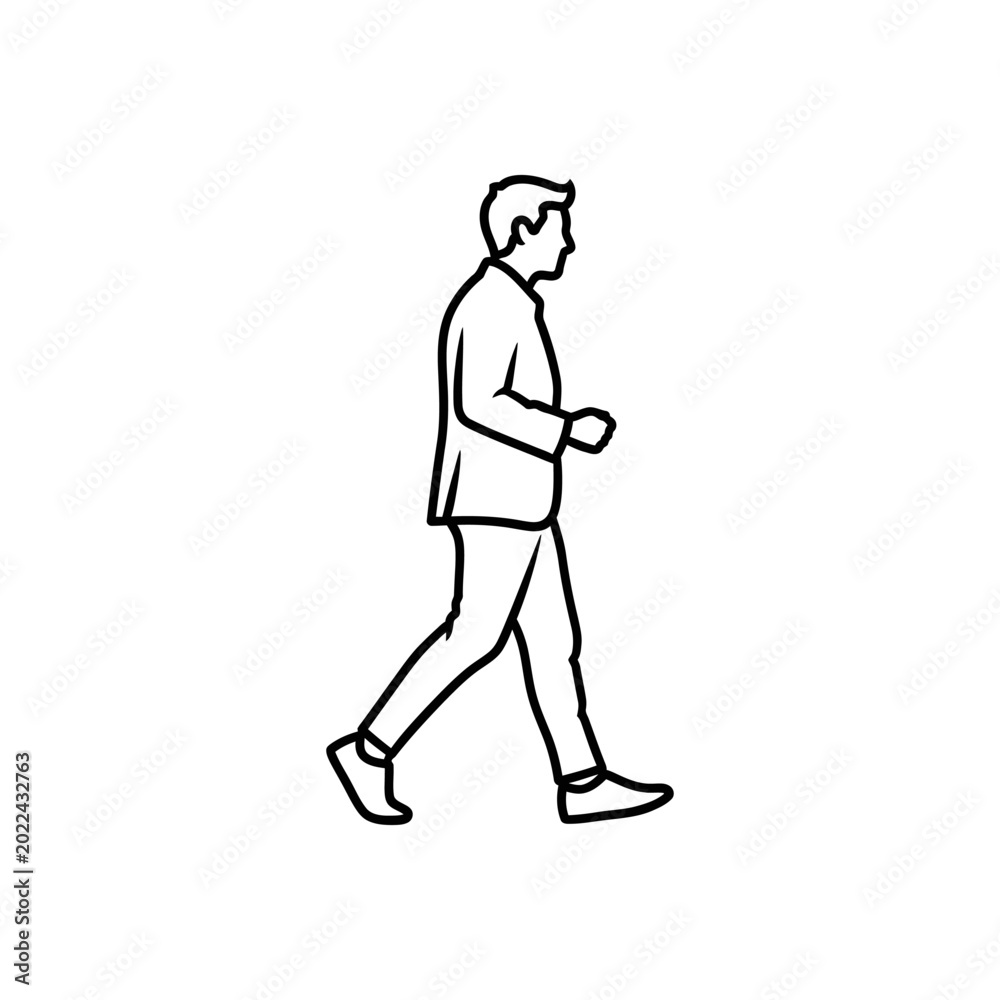 Fototapeta premium Man walking and looking at his phone in a casual outfit, urban setting, modern lifestyle concept