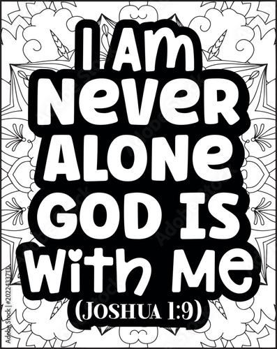 Bible Verse Quote Coloring Page for Adults. Holy Bible Quote Mandala Coloring Page