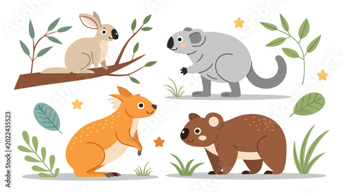 Canvas Print Cartoon animals in a group setting.