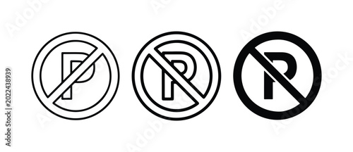 Foto No Parking Signs Collection, Prohibition Symbols, Traffic Regulation Icons, Vect