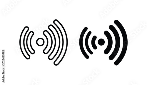 Tableau sur toile Wi-Fi Signal Icons, Wireless Network Waves, Connectivity Symbols, Radio Frequenc