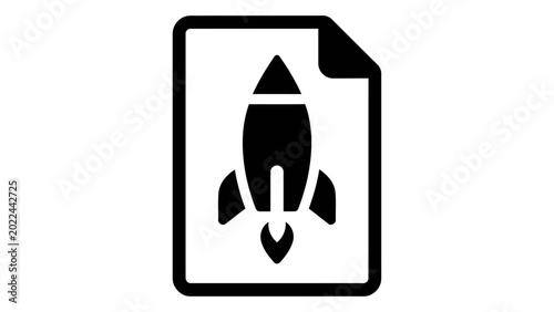 Cuadro en lienzo Rocket launch icon inside a document file symbol