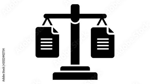 Obraz na płótnie Scales of justice icon with documents