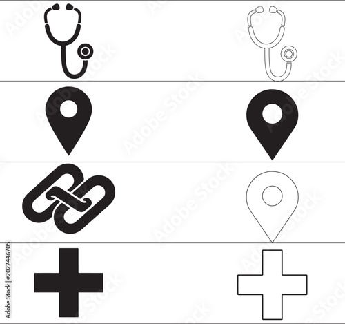 Healthcare and Medical Symbol Outline Icon Pack Collection