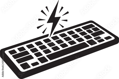 Keyboard Typing Technology Silhouette Vector Icon Illustration