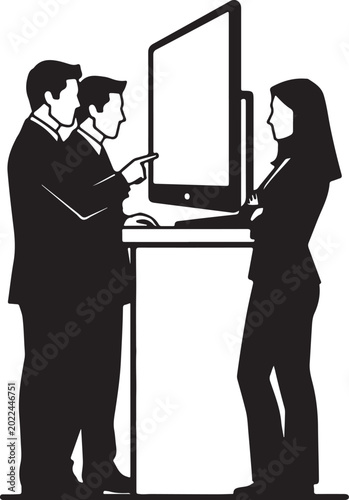 Business Discussion and Office Meeting Silhouette Vector Illustration