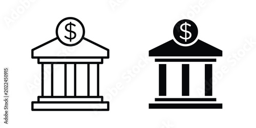 Photos financial institution icon vector Illustration, Solid and stroke Style Icon