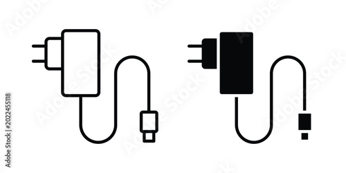 Phone charger icon vector Illustration, Solid and stroke Style Icon