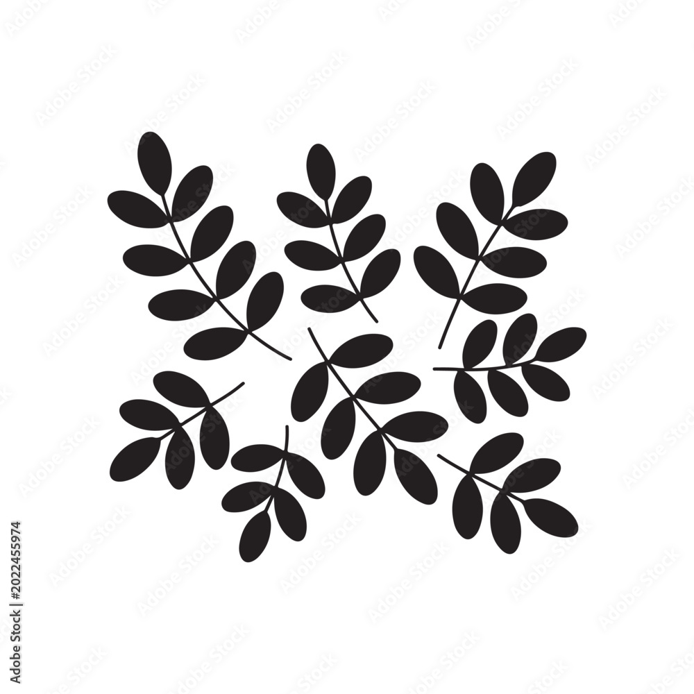 Obraz premium Black leafy branch decorative illustration