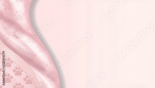 Elegant Pink Paw Pattern Silk Texture Veterinary Banner - Generative AI