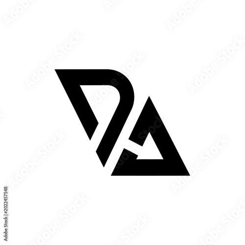 Modern Geometric Monogram Logo Design Featuring the Letters D and A with an Integrated Arrow Element