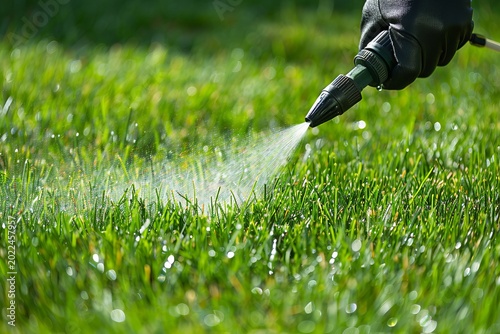 Professional spraying pest control on lush green lawn for effective pest management solutions