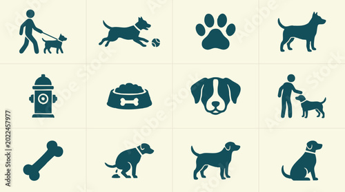 Photos Collection of diverse dog related icons and pet care symbols