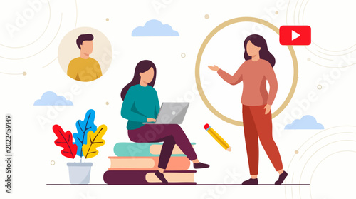 Online Education and E-learning Concept with Digital Platforms