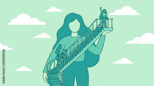 Foto Mentorship and empowerment: Woman supports others climbing to success