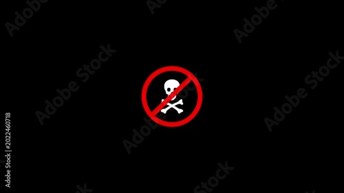 A danger icon flashes red with sharp intensity,black background.