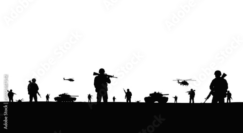 Photos Soldiers in combat with guns.
