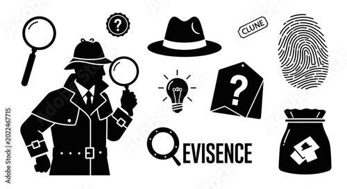 Quadro su tela Detective Investigating Crime Scene Evidence.