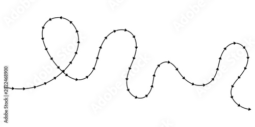 Bild auf Leinwand Arrow line illustration featuring a black abstract wavy path with minimalist dir