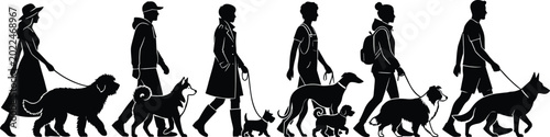 Billede på lærred Black silhouette of six horse riders in a row horses equestrian riding d