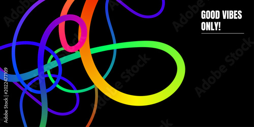 Tableau sur toile Vibrant multicolored swirls with uplifting good vibes only message