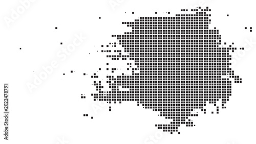 Black square pixel halftone dispersion effect on white background
