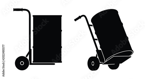 Photos Oil drum hand truck silhouette against a white background